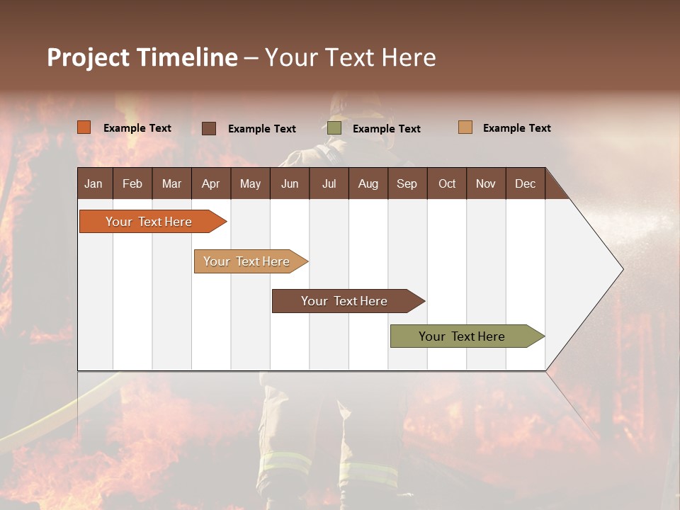 A Firefighter Spraying Water On A Fire PowerPoint Template