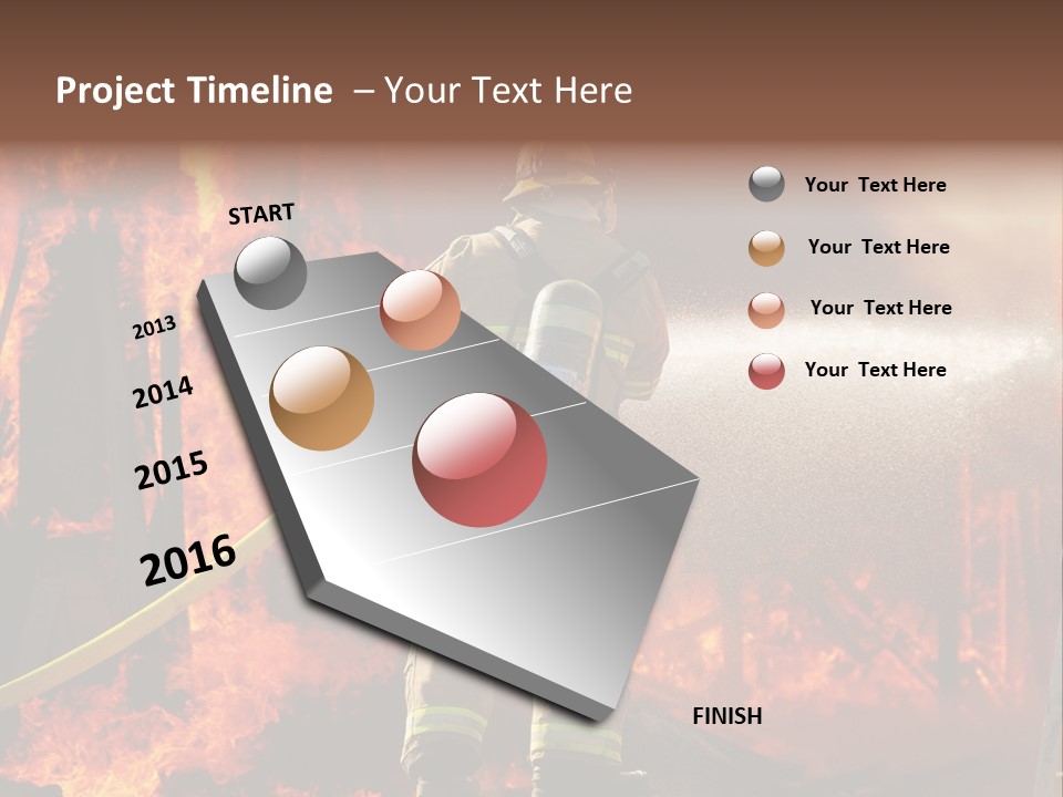 A Firefighter Spraying Water On A Fire PowerPoint Template