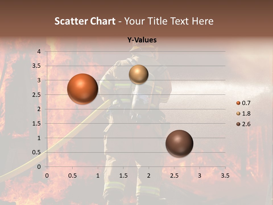 A Firefighter Spraying Water On A Fire PowerPoint Template