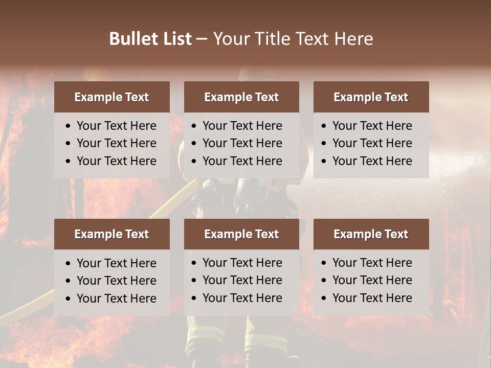 A Firefighter Spraying Water On A Fire PowerPoint Template