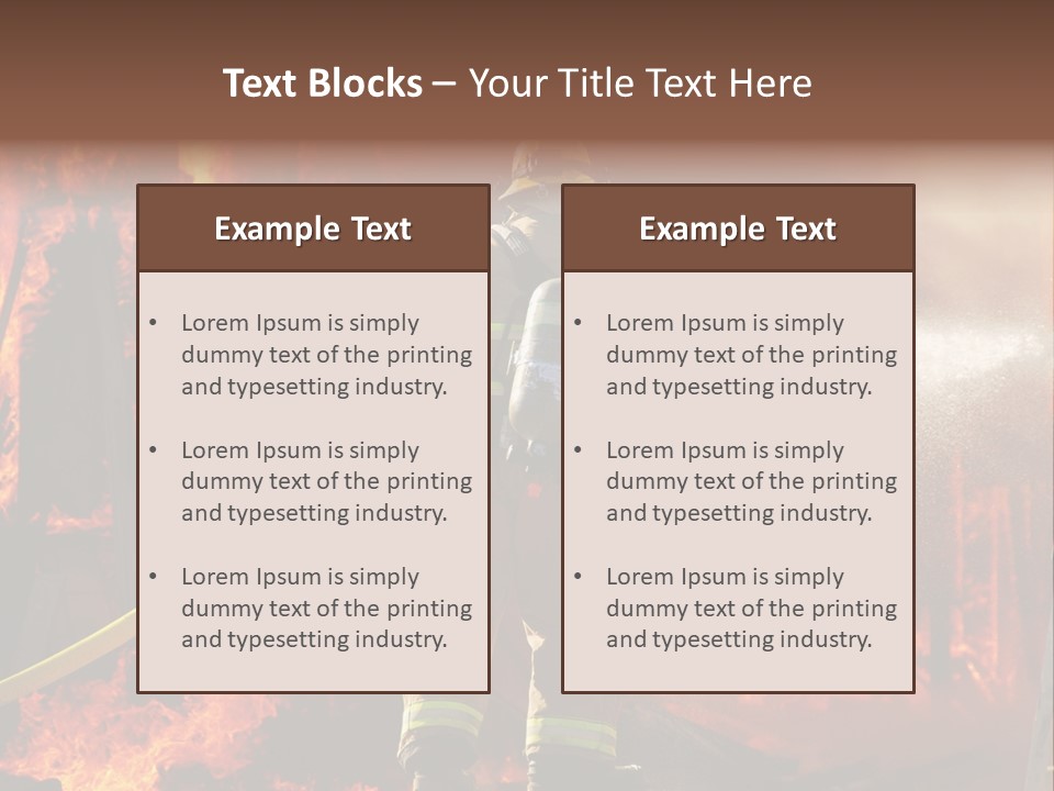 A Firefighter Spraying Water On A Fire PowerPoint Template
