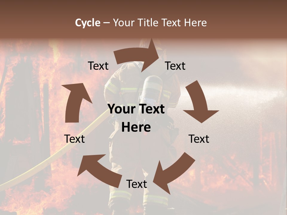 A Firefighter Spraying Water On A Fire PowerPoint Template