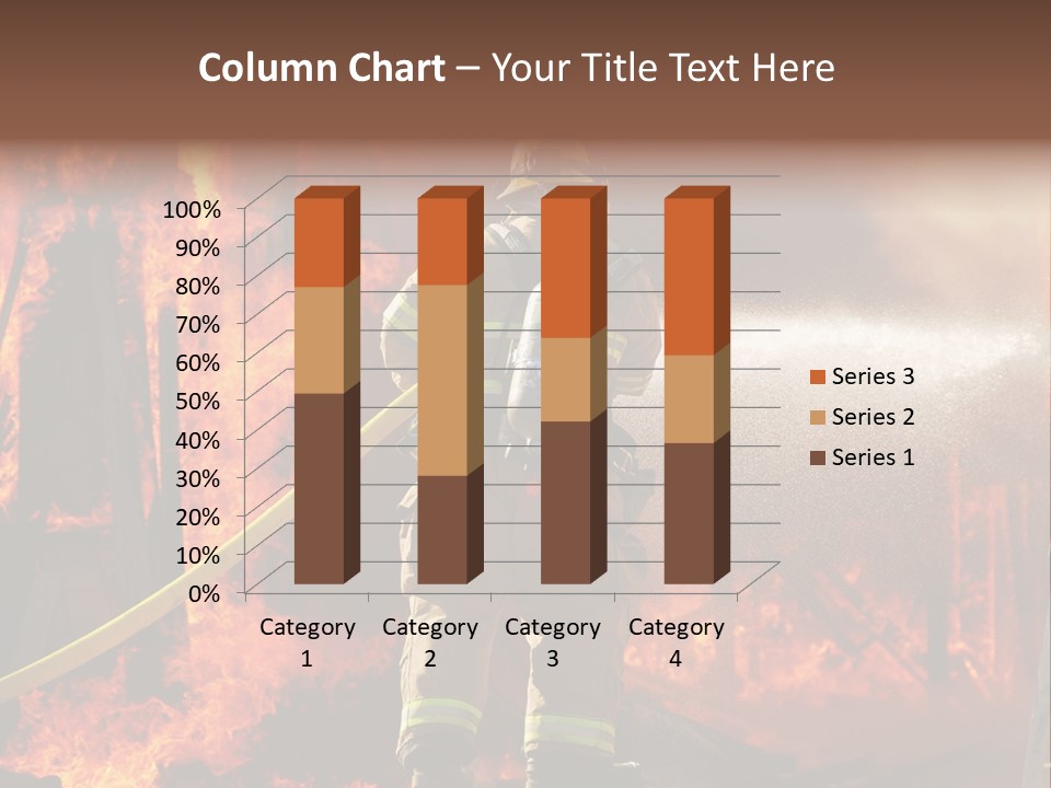 A Firefighter Spraying Water On A Fire PowerPoint Template