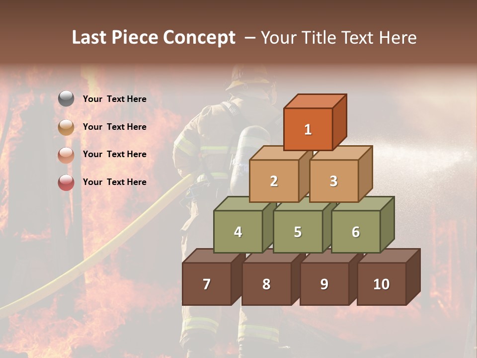 A Firefighter Spraying Water On A Fire PowerPoint Template