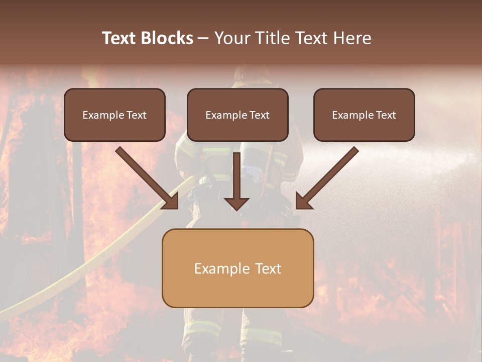 A Firefighter Spraying Water On A Fire PowerPoint Template