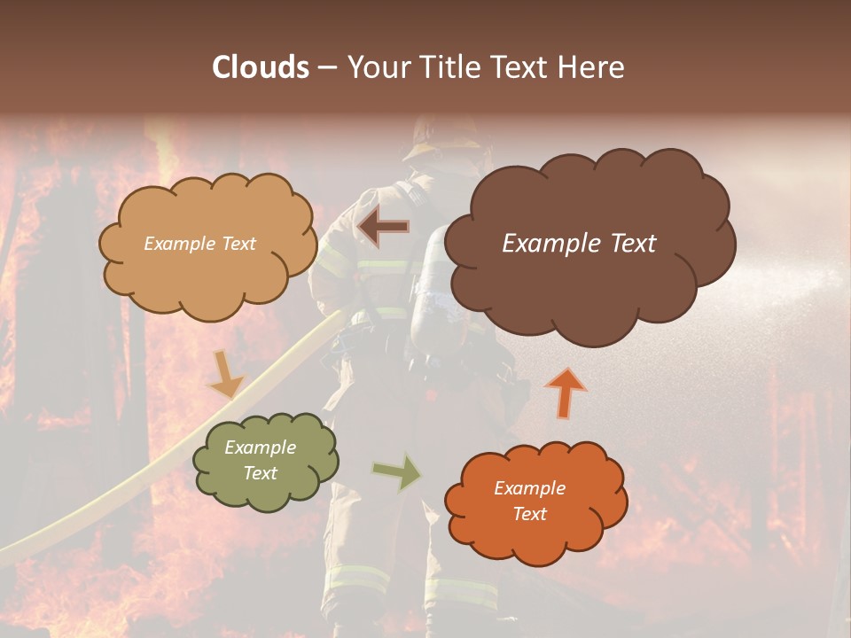 A Firefighter Spraying Water On A Fire PowerPoint Template
