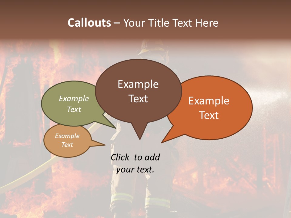 A Firefighter Spraying Water On A Fire PowerPoint Template