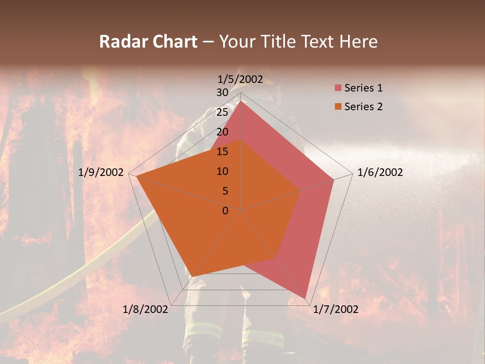 A Firefighter Spraying Water On A Fire PowerPoint Template