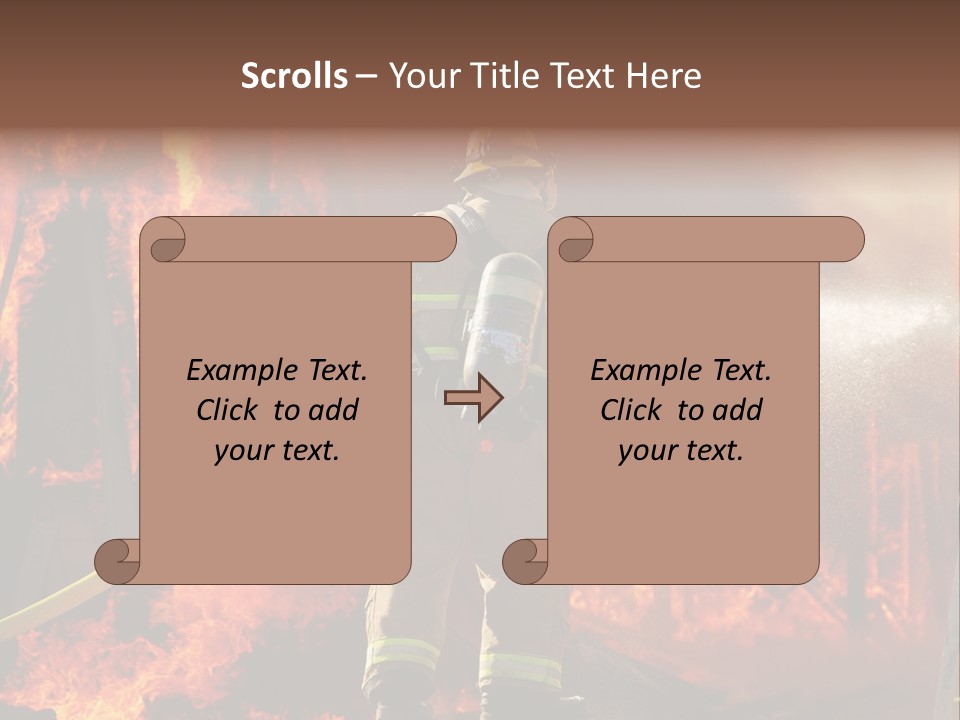 A Firefighter Spraying Water On A Fire PowerPoint Template