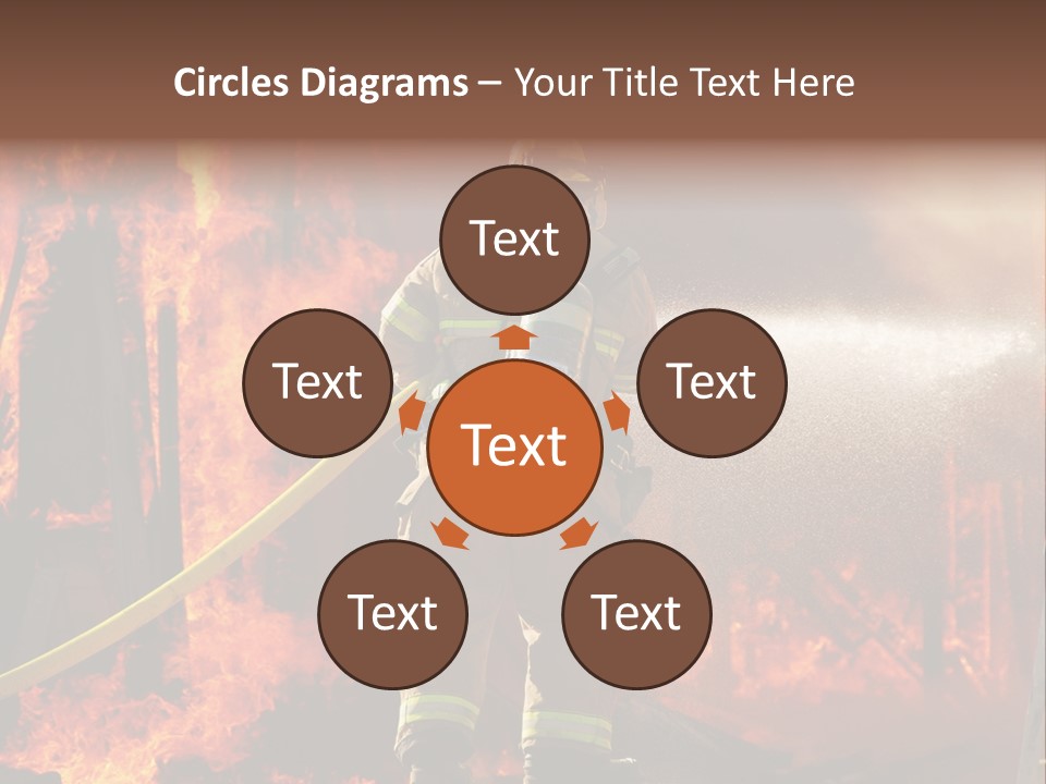 A Firefighter Spraying Water On A Fire PowerPoint Template