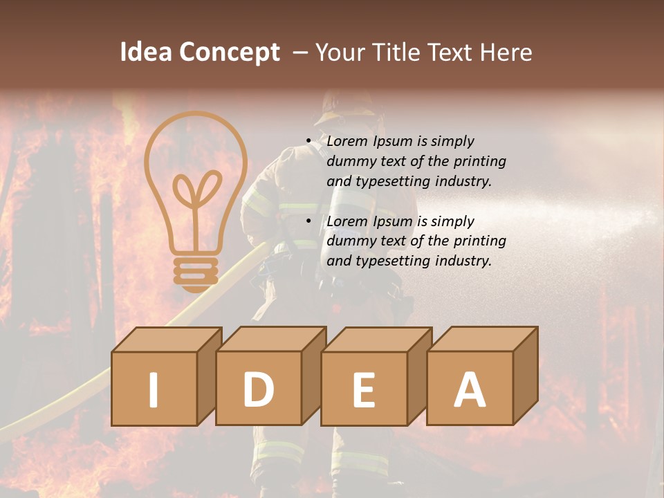 A Firefighter Spraying Water On A Fire PowerPoint Template