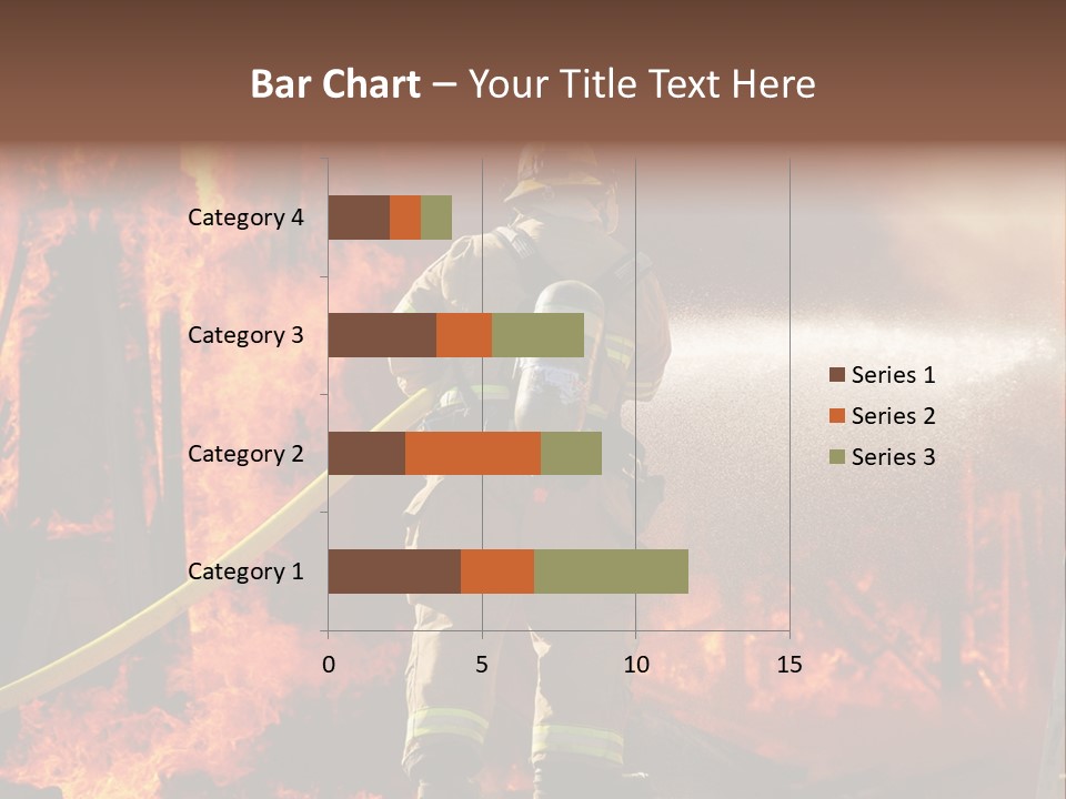 A Firefighter Spraying Water On A Fire PowerPoint Template