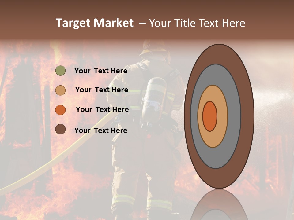 A Firefighter Spraying Water On A Fire PowerPoint Template