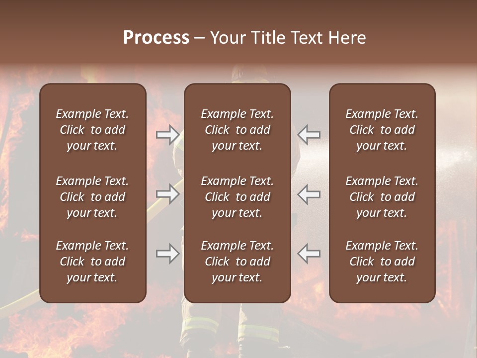 A Firefighter Spraying Water On A Fire PowerPoint Template