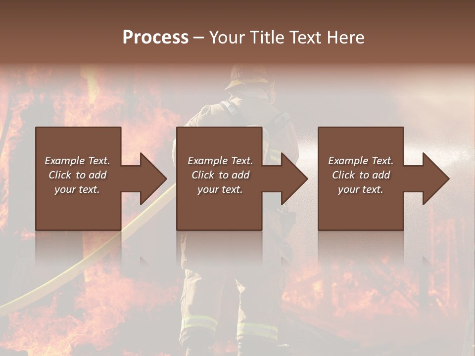 A Firefighter Spraying Water On A Fire PowerPoint Template