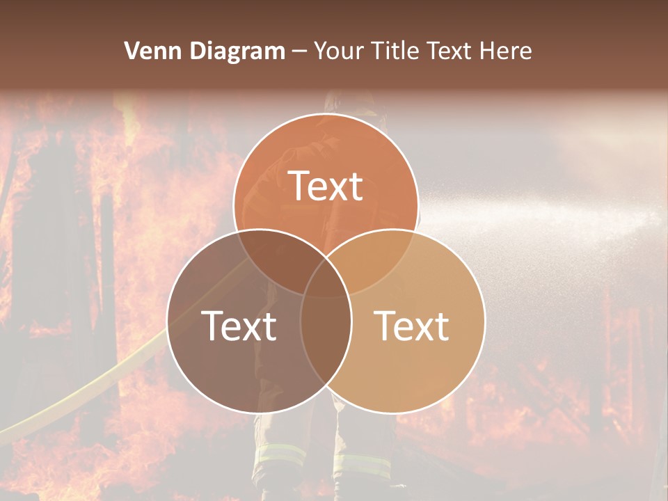 A Firefighter Spraying Water On A Fire PowerPoint Template