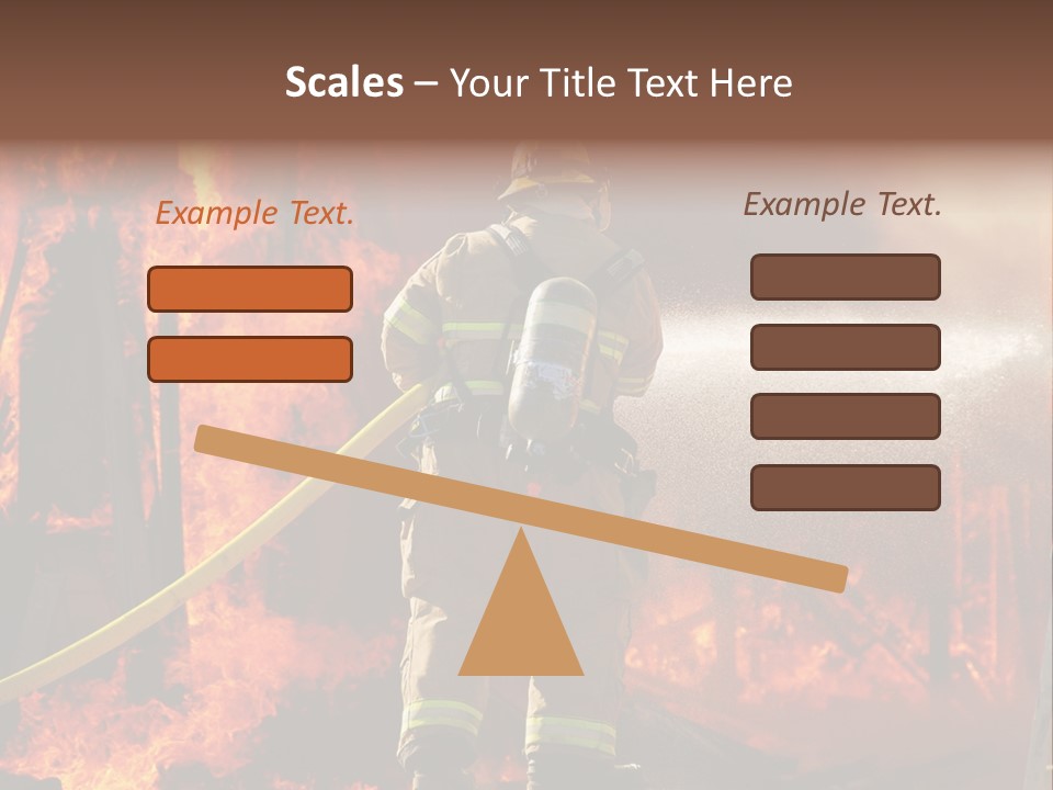 A Firefighter Spraying Water On A Fire PowerPoint Template