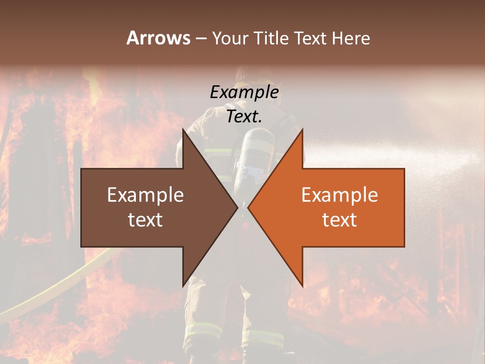 A Firefighter Spraying Water On A Fire PowerPoint Template