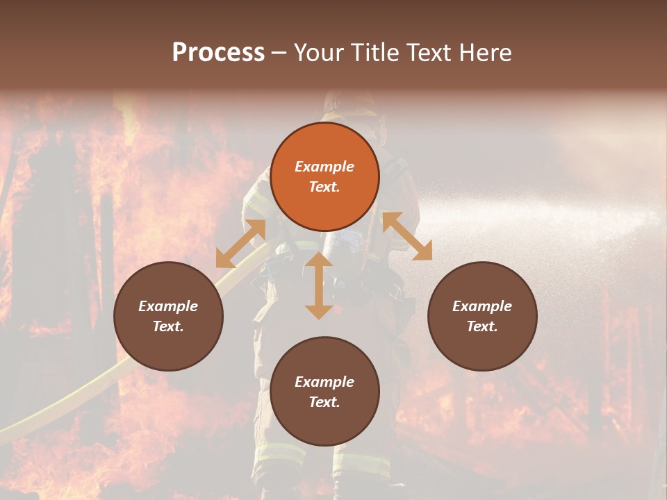 A Firefighter Spraying Water On A Fire PowerPoint Template