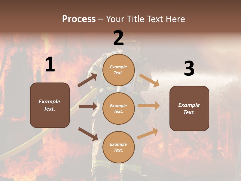 A Firefighter Spraying Water On A Fire PowerPoint Template