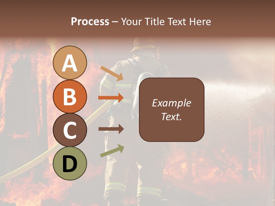 A Firefighter Spraying Water On A Fire PowerPoint Template