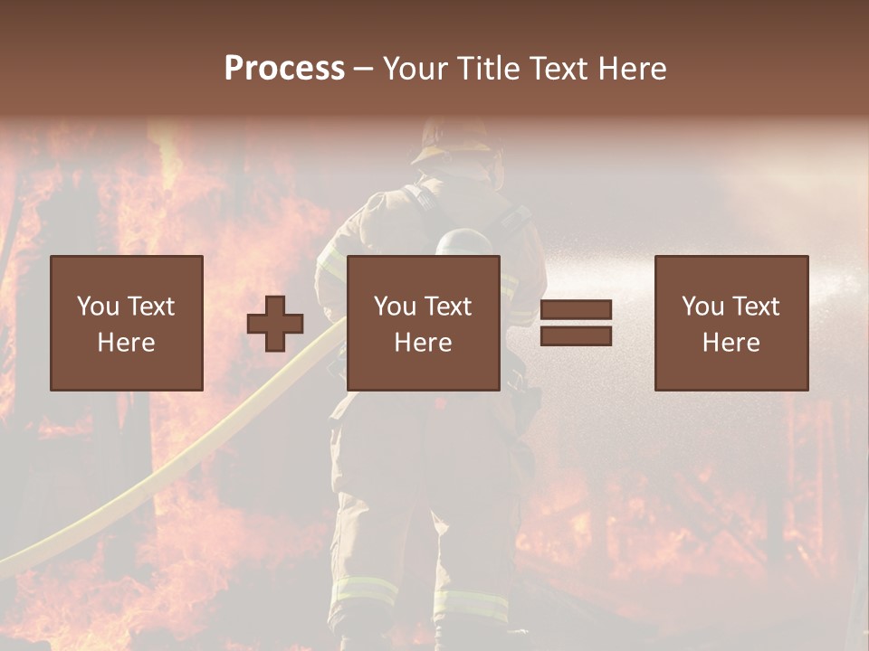 A Firefighter Spraying Water On A Fire PowerPoint Template