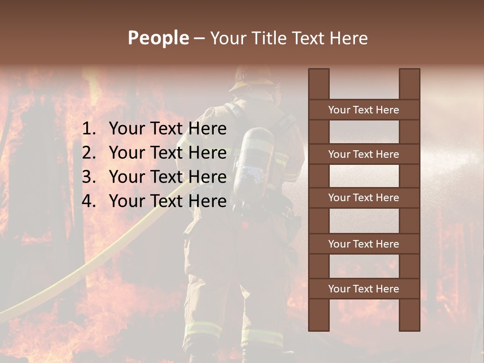 A Firefighter Spraying Water On A Fire PowerPoint Template