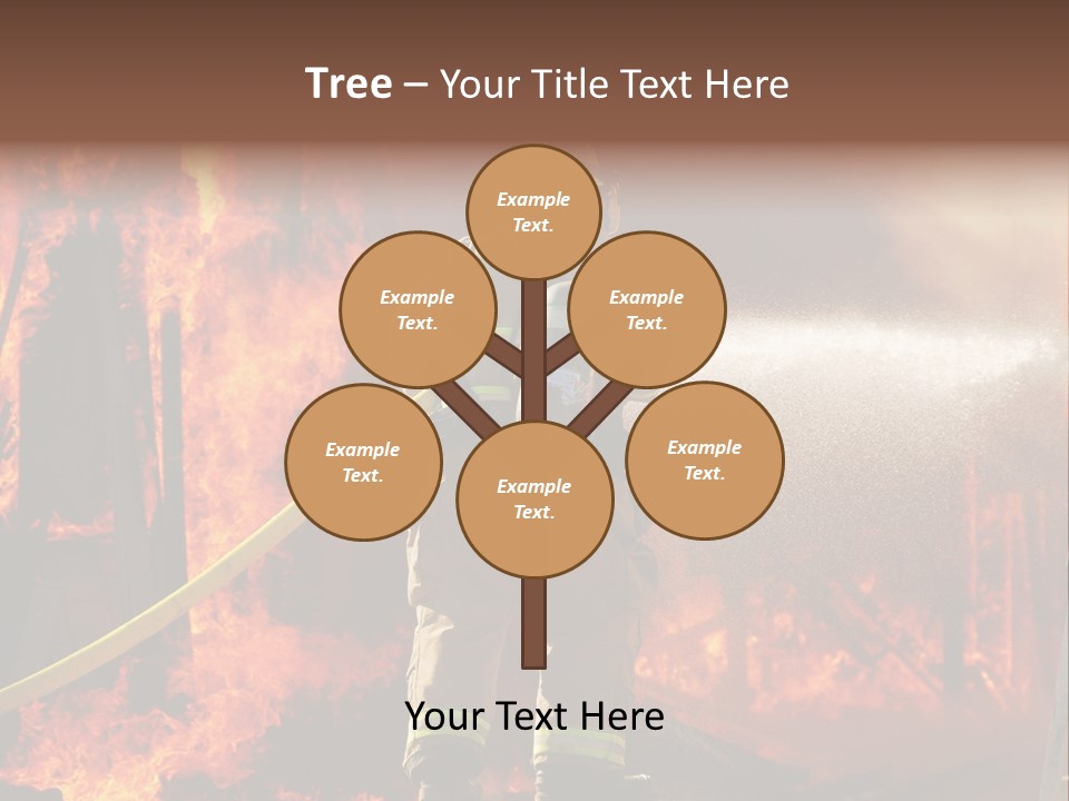 A Firefighter Spraying Water On A Fire PowerPoint Template