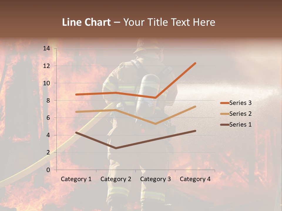 A Firefighter Spraying Water On A Fire PowerPoint Template