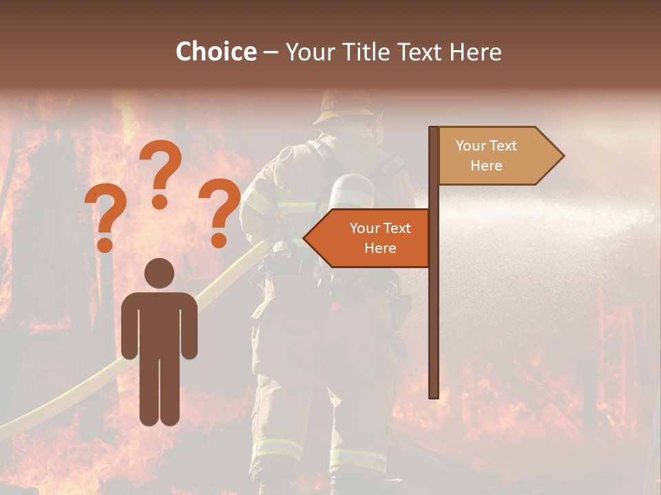 A Firefighter Spraying Water On A Fire PowerPoint Template