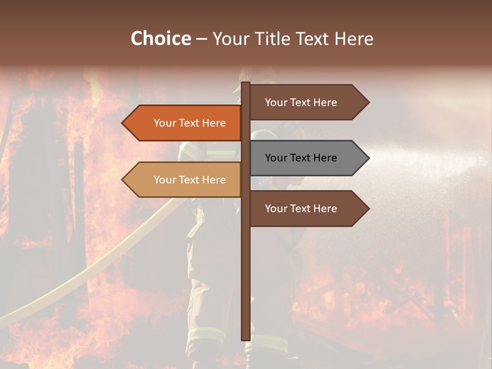 A Firefighter Spraying Water On A Fire PowerPoint Template