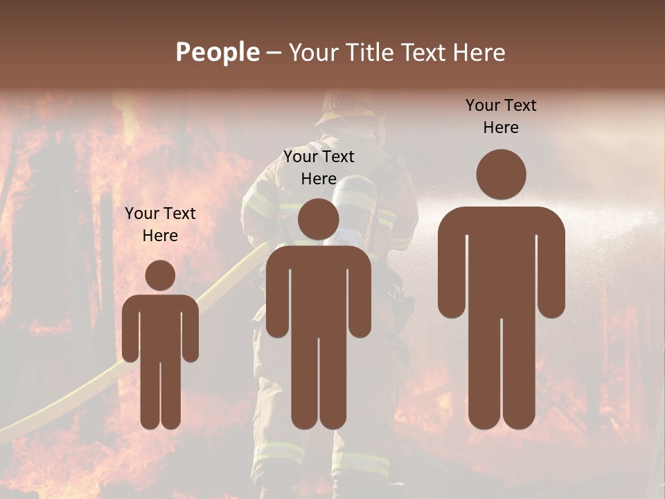 A Firefighter Spraying Water On A Fire PowerPoint Template