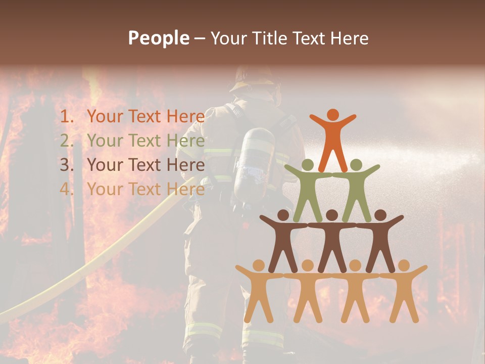 A Firefighter Spraying Water On A Fire PowerPoint Template