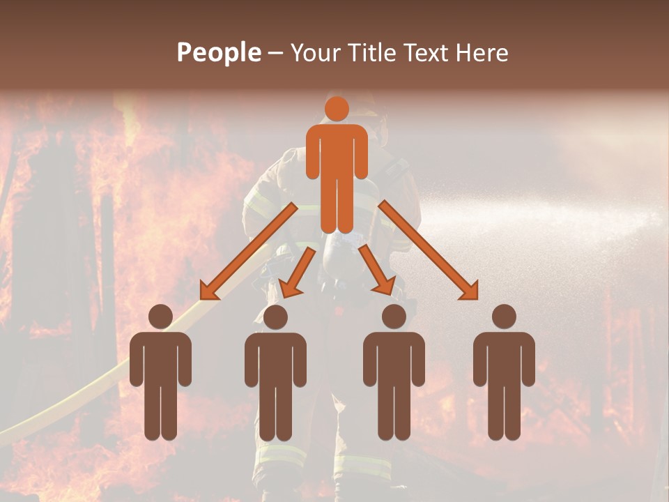 A Firefighter Spraying Water On A Fire PowerPoint Template