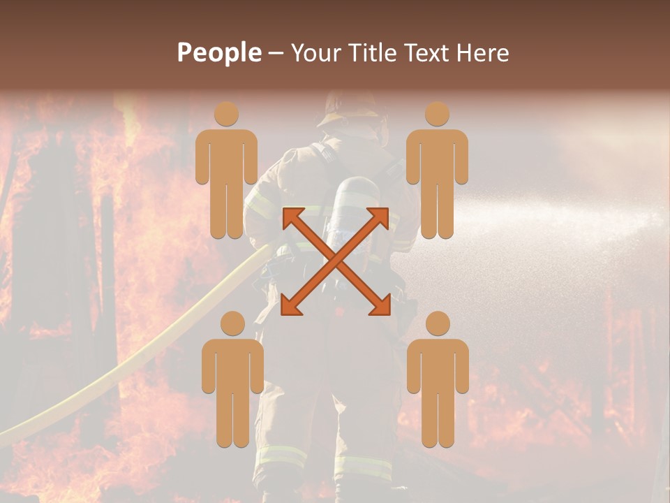 A Firefighter Spraying Water On A Fire PowerPoint Template