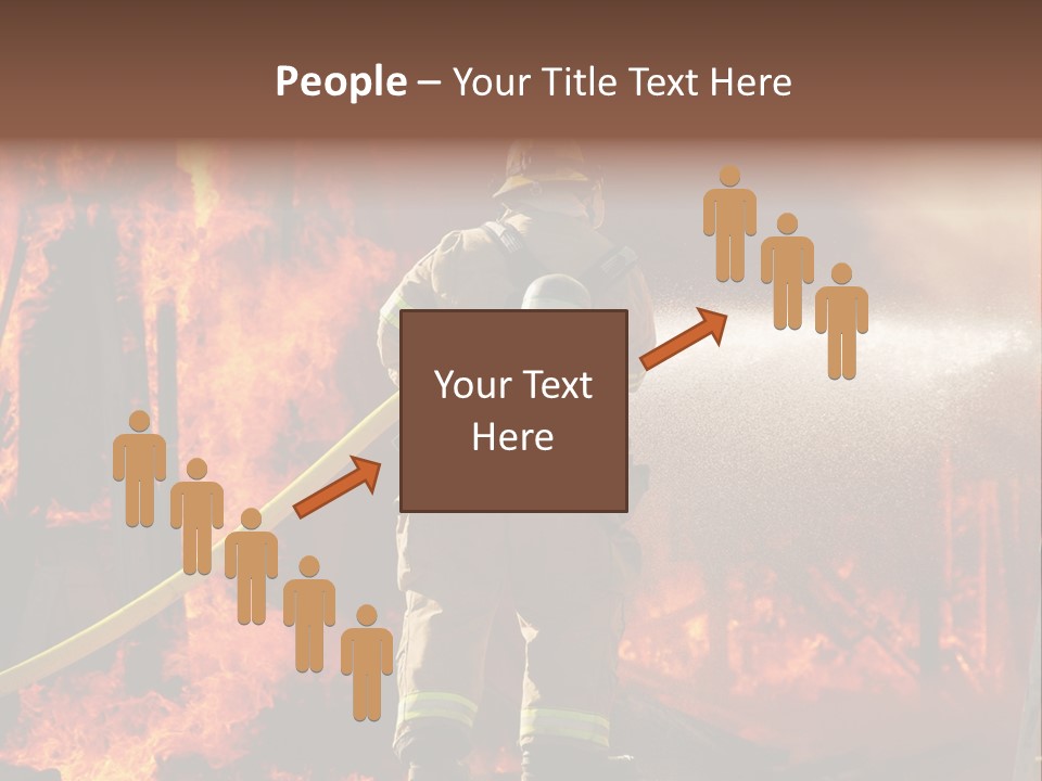 A Firefighter Spraying Water On A Fire PowerPoint Template