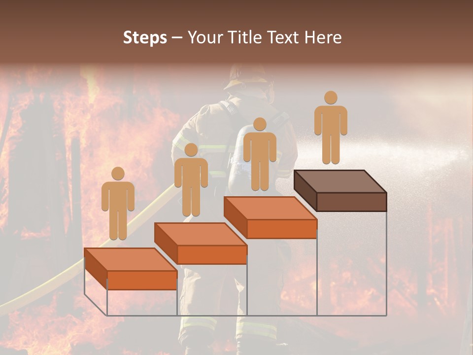 A Firefighter Spraying Water On A Fire PowerPoint Template