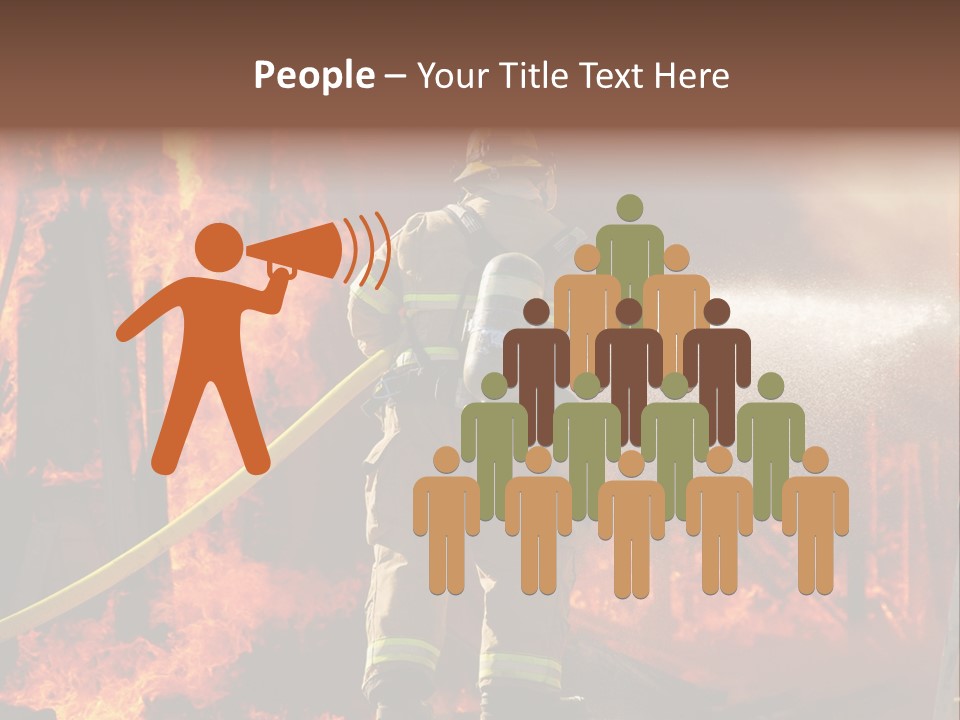 A Firefighter Spraying Water On A Fire PowerPoint Template