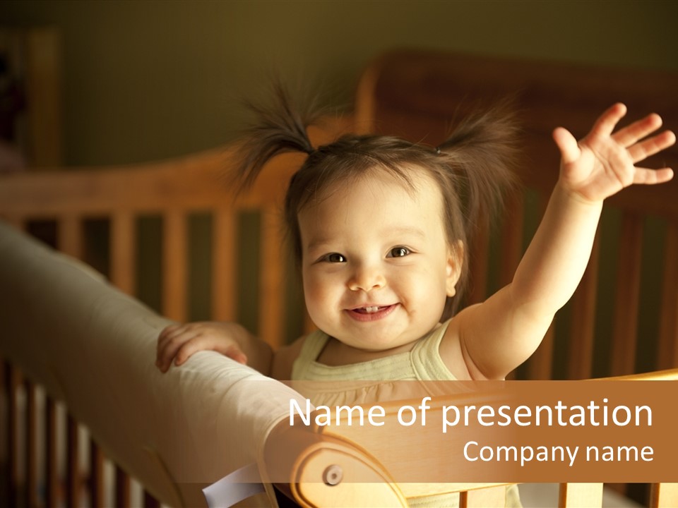 A Baby In A Crib With A Cast On It's Arm PowerPoint Template