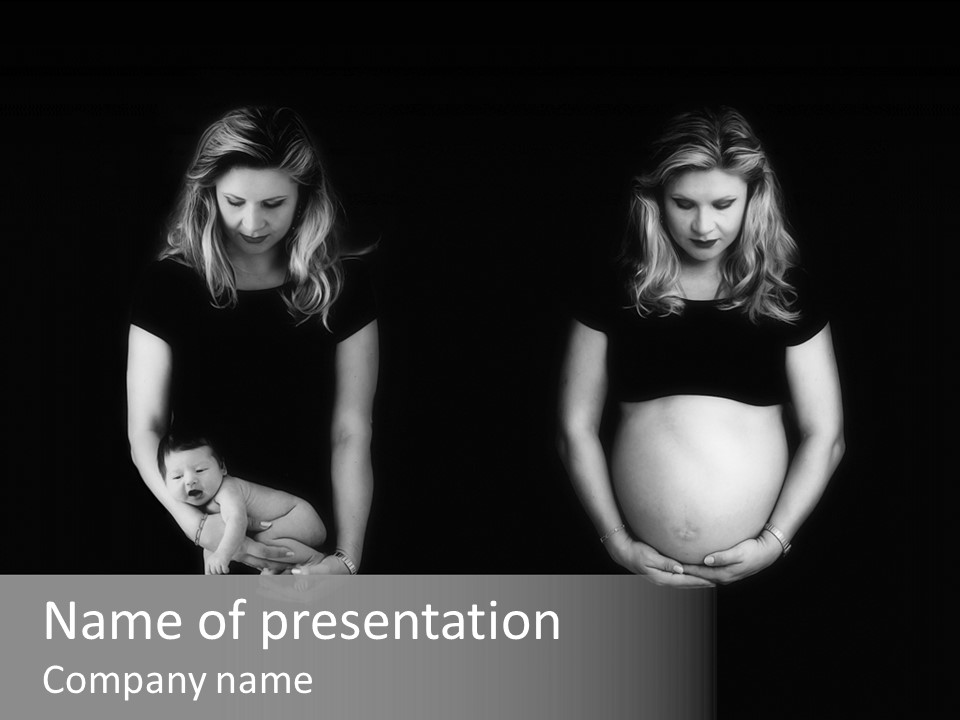 A Pregnant Woman Holding A Baby In Her Hands PowerPoint Template