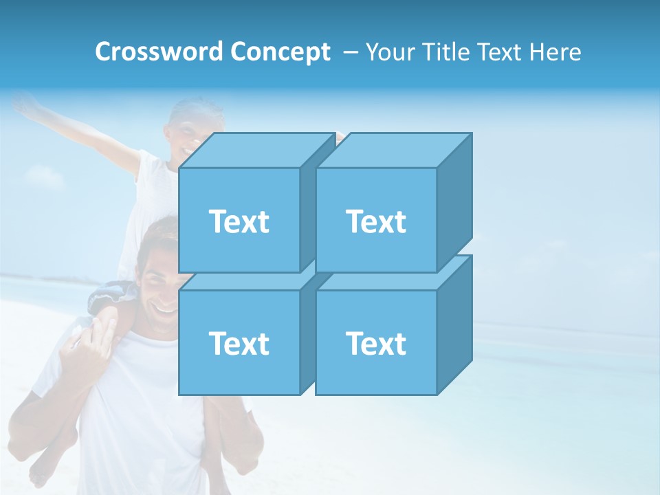 A Man Carrying A Child On His Shoulders On The Beach PowerPoint Template