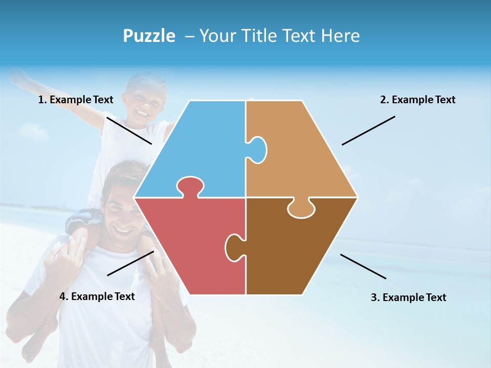 A Man Carrying A Child On His Shoulders On The Beach PowerPoint Template