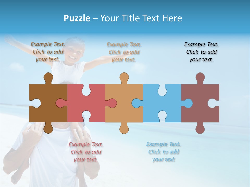 A Man Carrying A Child On His Shoulders On The Beach PowerPoint Template