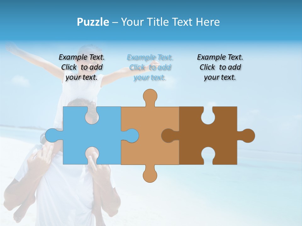 A Man Carrying A Child On His Shoulders On The Beach PowerPoint Template