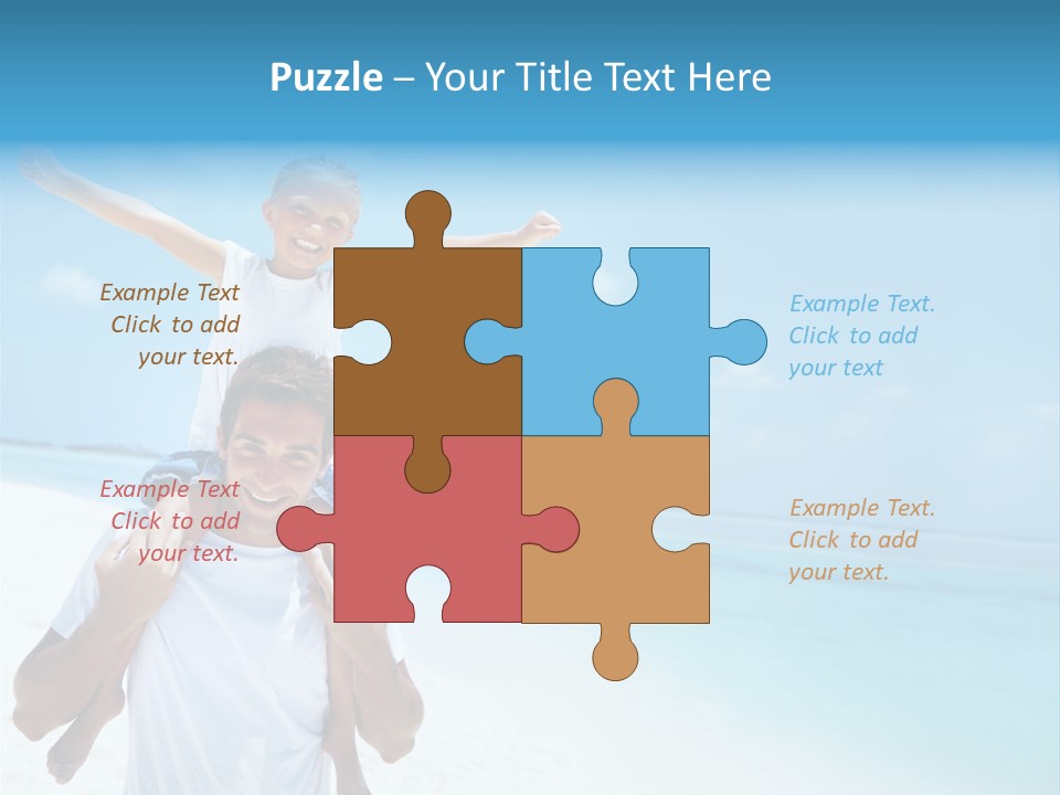 A Man Carrying A Child On His Shoulders On The Beach PowerPoint Template