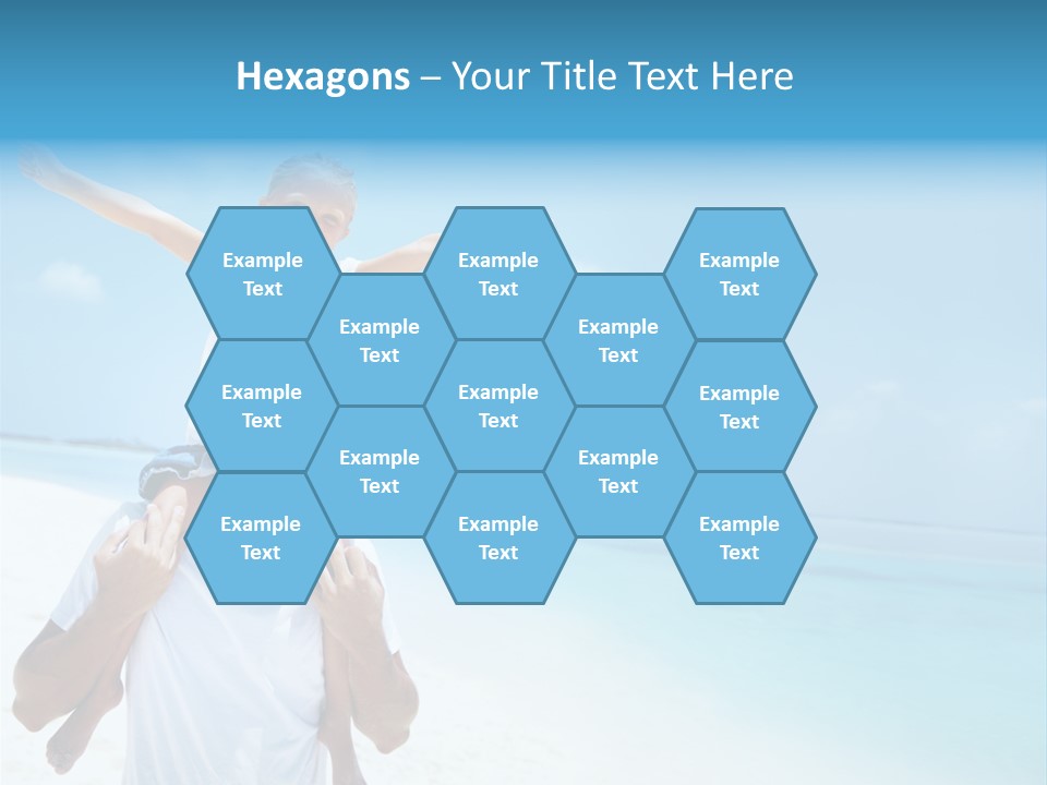 A Man Carrying A Child On His Shoulders On The Beach PowerPoint Template