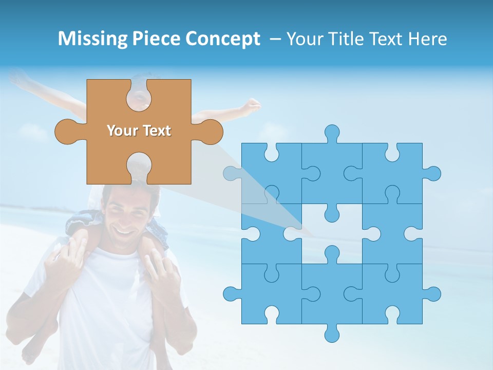 A Man Carrying A Child On His Shoulders On The Beach PowerPoint Template