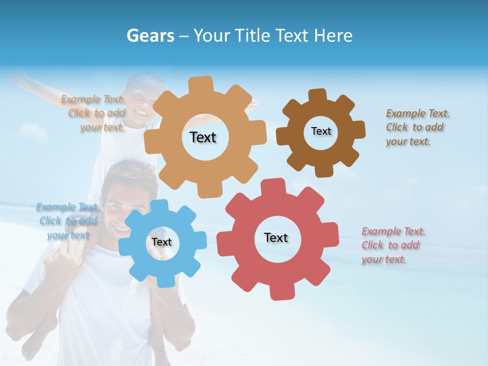 A Man Carrying A Child On His Shoulders On The Beach PowerPoint Template