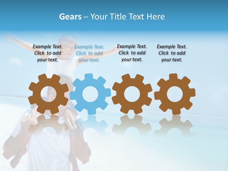 A Man Carrying A Child On His Shoulders On The Beach PowerPoint Template