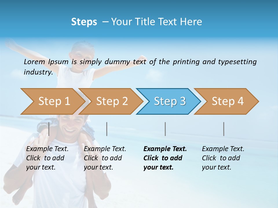 A Man Carrying A Child On His Shoulders On The Beach PowerPoint Template